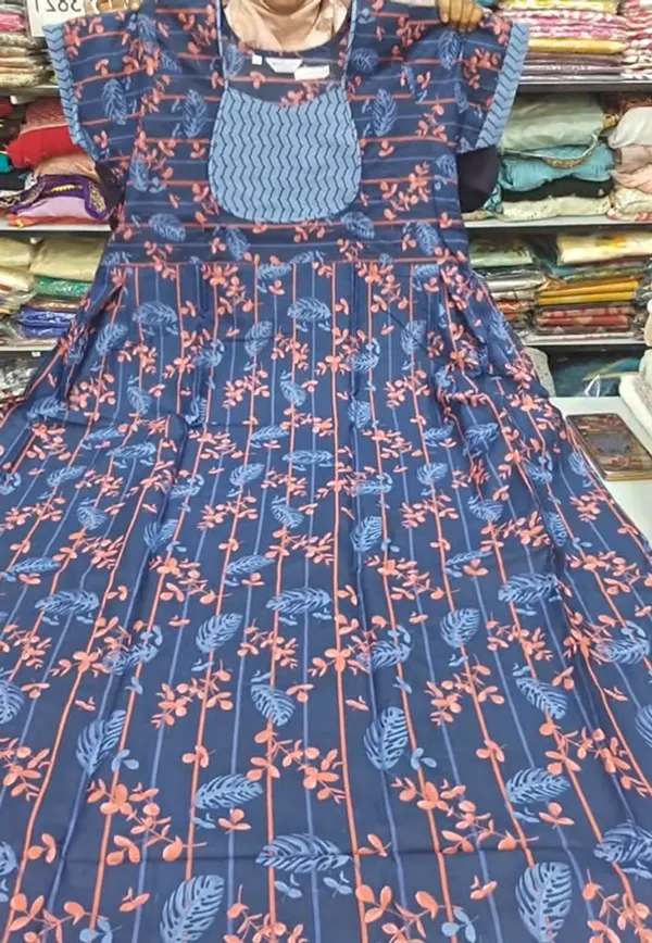 Premium Cotton Frock Style Nighty with Adjustable Rope & Side Pocket | NT3552